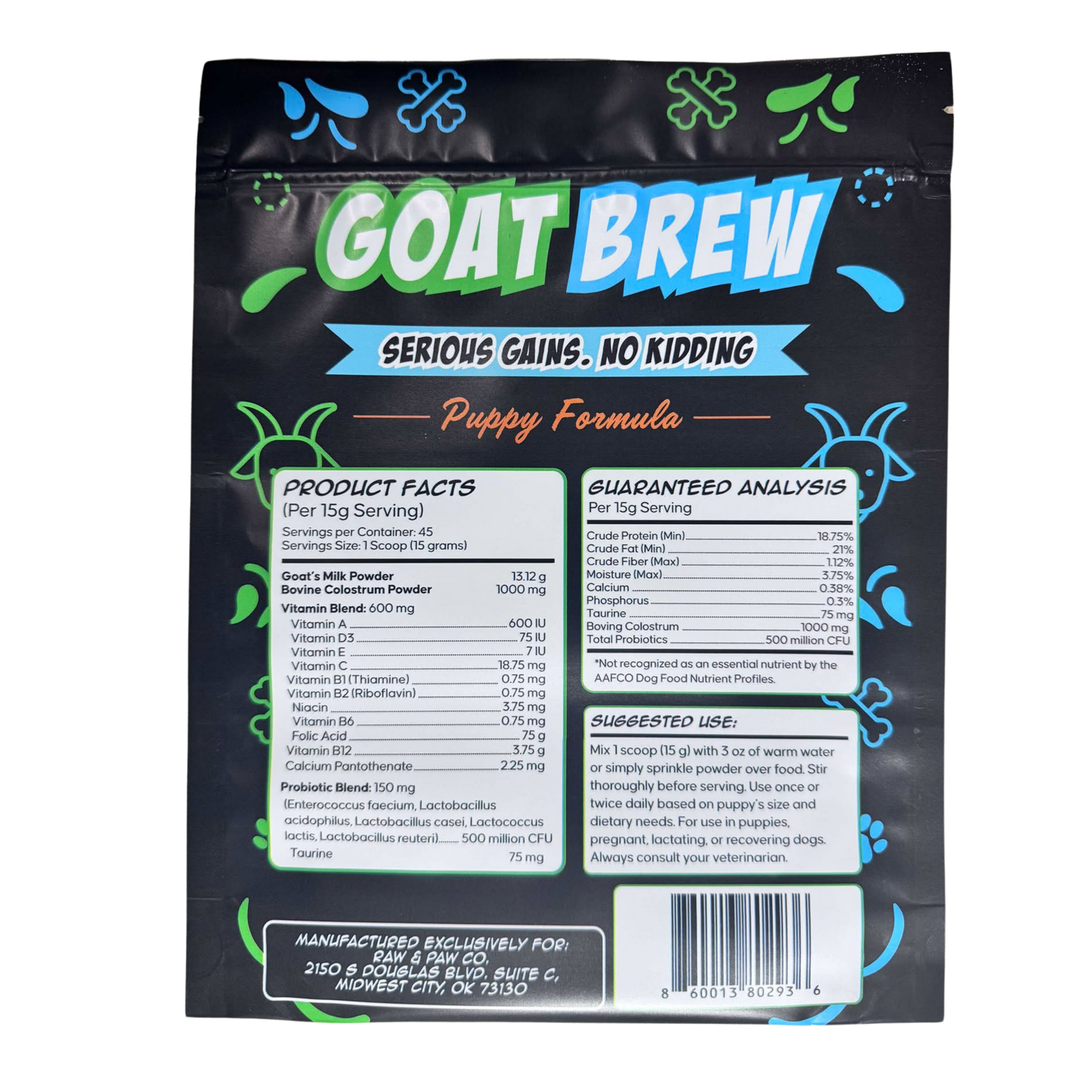RP Naturals Exclusive Goat Brew Puppy Formula