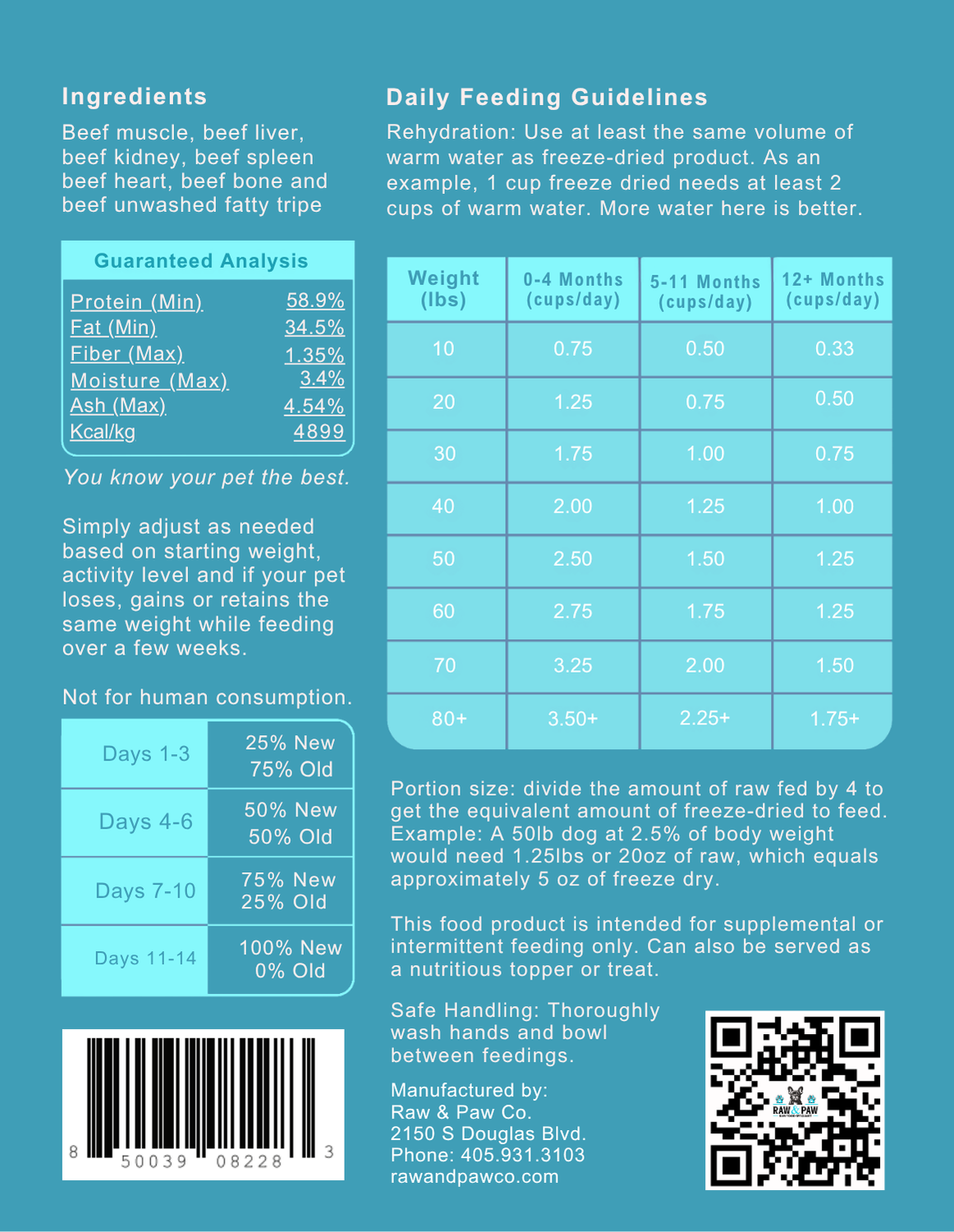 Raw & Paw Co. Freeze Dried Raw – Beef-Organ, Bone & Tripe