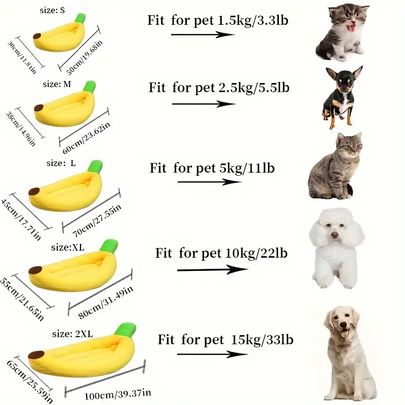 Plush Banana Pet Bed - Multiple Sizes