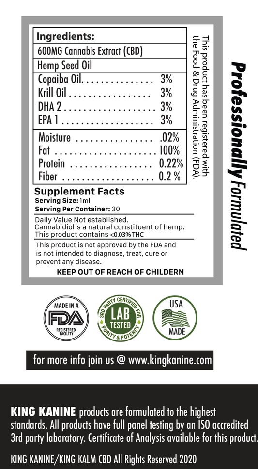 KING KALM 600mg with Copaiba, Krill Oil and DHA for Dogs & Cats